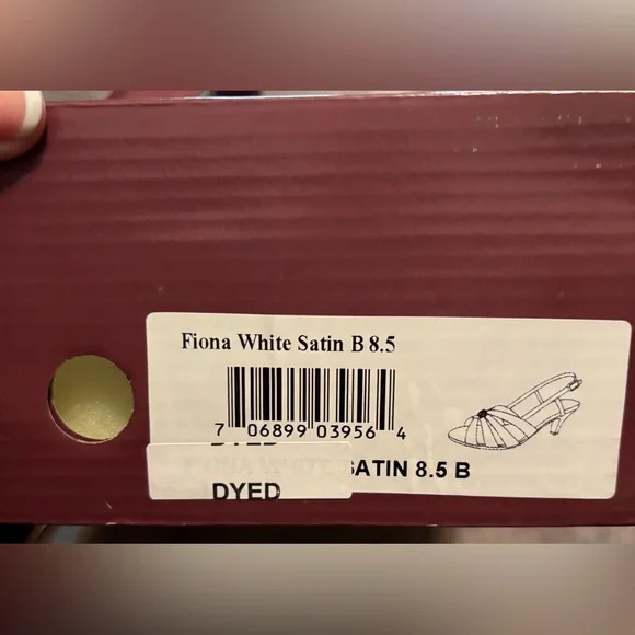 FIONA Dyeable Women's White Satin Low Kitten Heel Open Toe Sandals Style 46315 - Picture 6 of 9